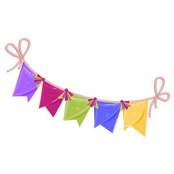 Colorful Bunting Flags for Birthday Celebration Icon vector