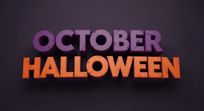 October halloween 3d text effect with cracked stone texture