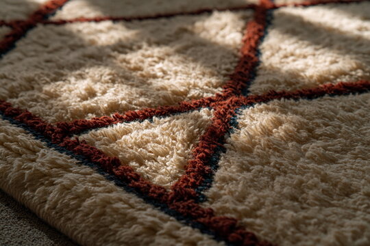 Intricate Berber Rug Pattern Adorning Sturdy Floor, Infusing Space with Cultural Richness and Textural Depth