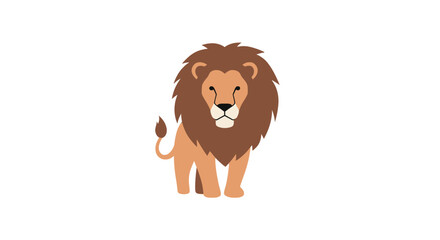 Simple cartoon lion facing forward with large brown mane © jikri