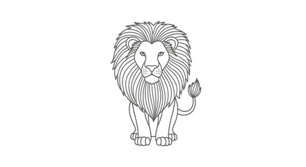 Detailed lion line art drawing with thick mane © jikri