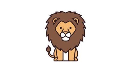 Cute cartoon lion with thick mane sitting peacefully © jikri