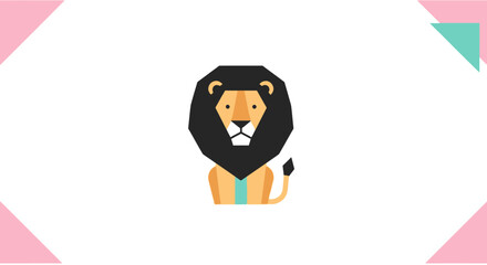 Stylized lion portrait with sharp black mane and teal accent © jikri