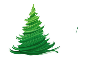 Obraz premium Abstract christmas tree illustration made with green paint brush strokes isolated on transparent background