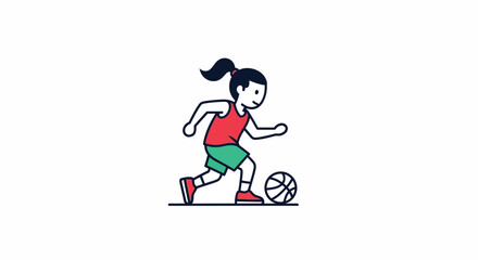 Fototapeta premium Young girl playing soccer with a ball.