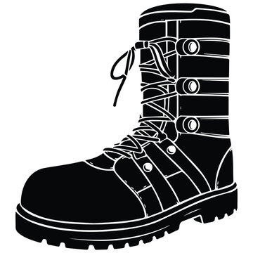 Tactical combat boots for military field operations and hiking activities.
