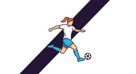 Fototapeta premium Young woman playing soccer with determination on the field.