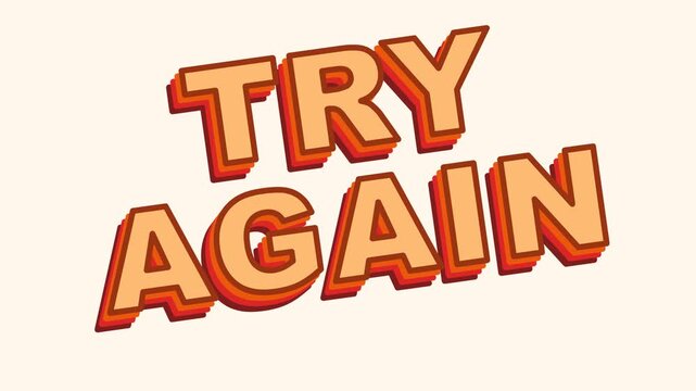 Try Again Retro Text Typography Comic Game Action Sign Animation