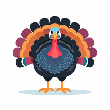 Cartoon Turkey with Fan Tail