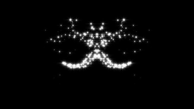 2D magic glitter line animation on black background,  magic wand glitter trail, sparkle glitter light effect, glitter stars trail with glowing particles, star sparkle vector doodles.