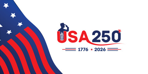 Usa 250th anniversary logo with statue of liberty and fireworks © MDSaidul