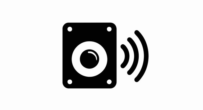 Speaker Icon with Sound Waves Emanating Audio Device Symbol.