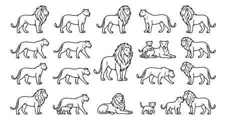 Minimalist line art people collection, diverse hobby and career character set, black and white outline vector illustrations for lifestyle and education © Noman