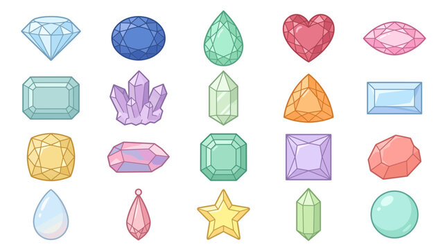 Collection of Colorful Gemstones and Crystals in Various Shapes.