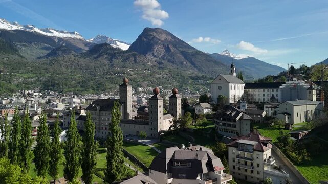 Stockalper Palace historic building baroque architecture Brig town Valais canton Switzerland