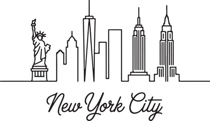 Obraz premium One line style New York City skyline. Simple modern minimaistic style vector.
