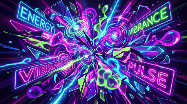 Vibrant Neon Energy Pulse Abstract Background Design