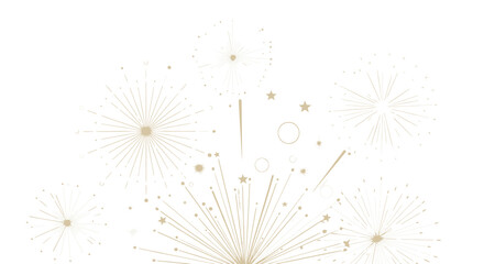 Obraz premium Golden fireworks vector illustration on white background, elegant gold firework bursts and sparkles, festive holiday celebration graphic