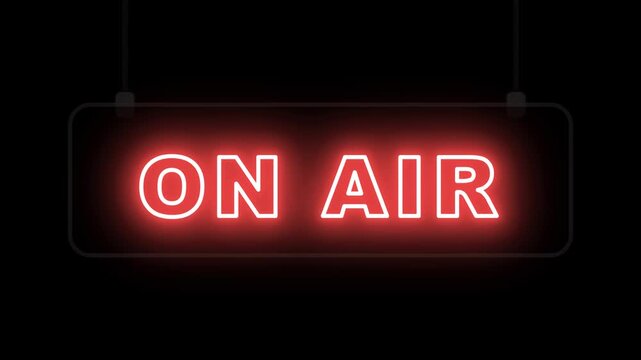 On Air Neon Sign Overlay Light Abstract Broadcast Animation