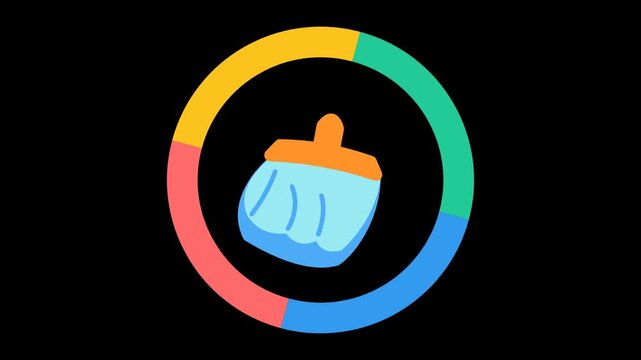 Clean Brush Rotating Ring Icon Abstract Object Animation