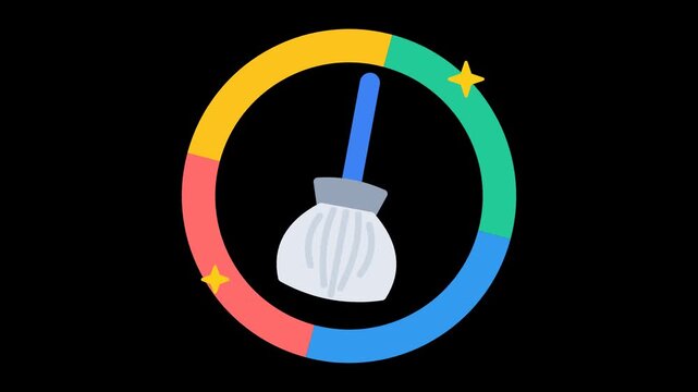 Floor Mop Rotating Ring Icon Abstract Object Animation