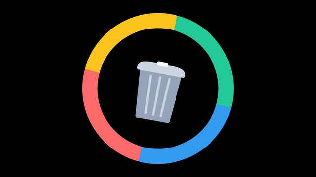 Trash Bin Rotating Ring Tech UI System Delete Animation