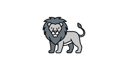 Simple cartoon grey lion with black mane in profile © jord