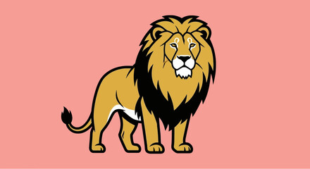 Powerful standing lion mascot with black mane © jord