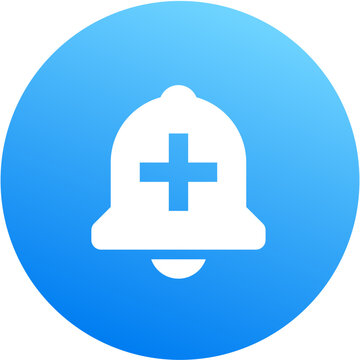 Vibrant blue bell plus add notification subscribe icon round badge