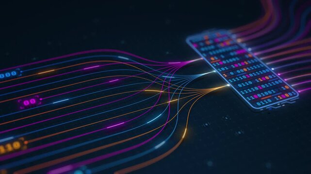AI Infrastructure Data Flow Through Neural Network Visualization Animation