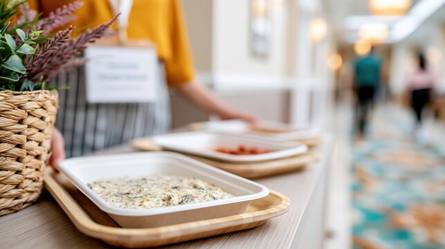Carefully arranged dishes are displayed in a welcoming environment, showcasing culinary art and the joy of sharing meals, perfect for event planning and dining experiences.
