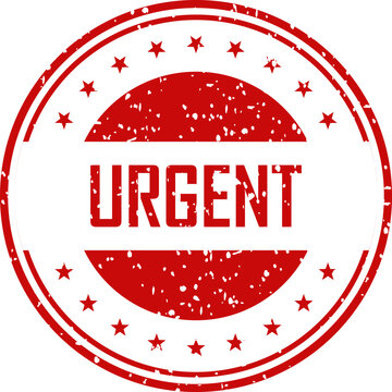 Red urgent stamp with stars isolated vector illustration for priority messaging