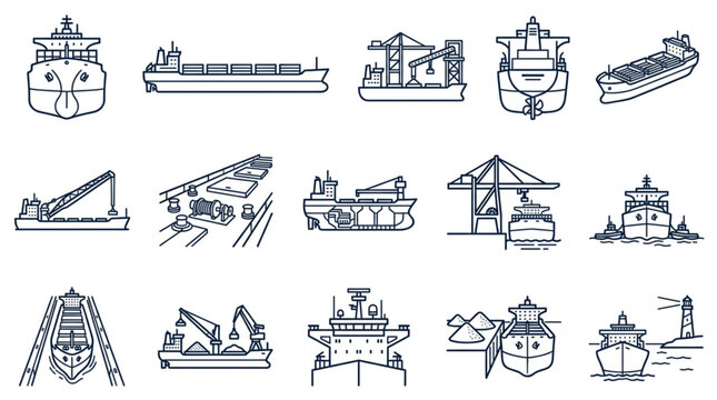 Various Types of Specialized Ships and Maritime Equipment