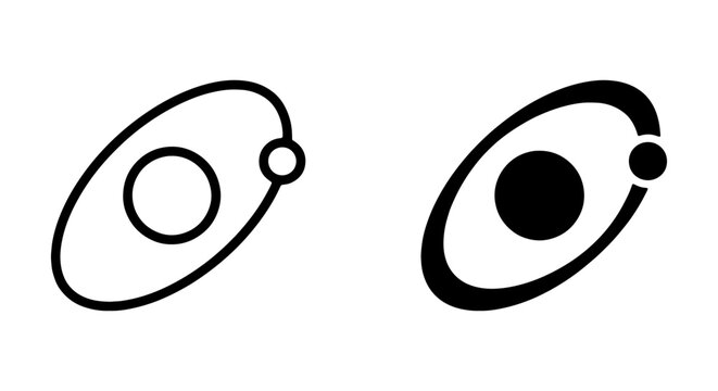 Atom Icon Set, Atomic Structure Symbols, Science and Physics Concepts, Vector Graphics