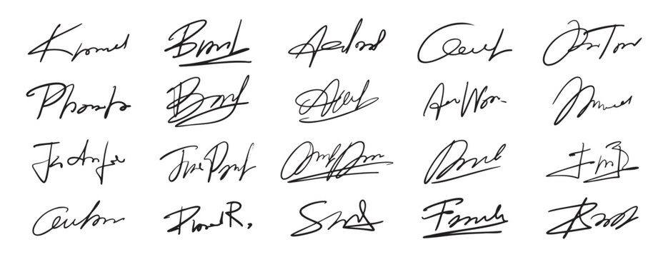 Hand drawn fake autograph doodle set signature sketches design