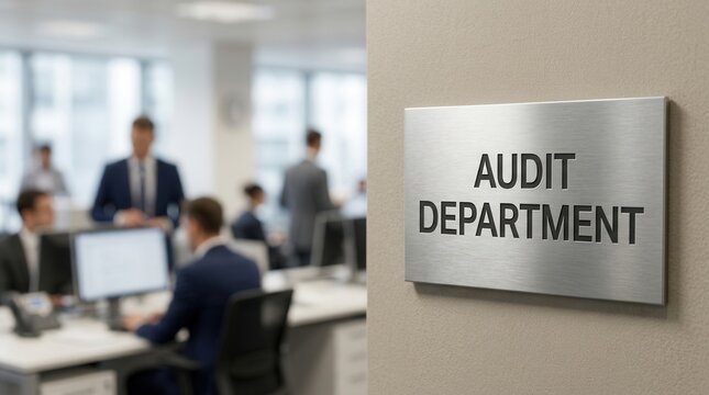 Professional corporate audit department office for financial review and compliance monitoring.