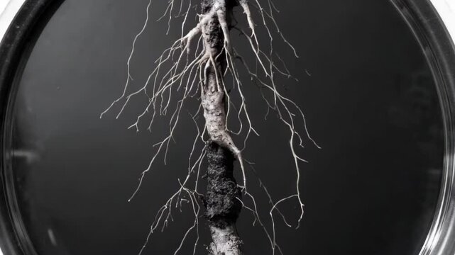 Macro close-up plant root material plant root growth time-lapse
