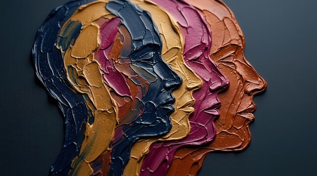 Abstract profile silhouettes representing gender bias and diversity in social and professional environments.