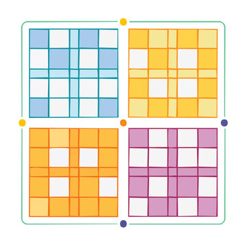 Colorful grid pattern illustration with four quadrants