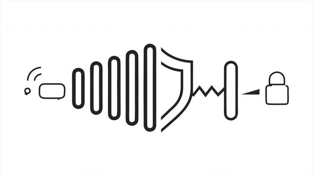 Data Protection and Encryption Icon Animation (Seamless Loop): Secure Server and Lock
