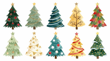 Obraz premium Collection of decorated Christmas trees.