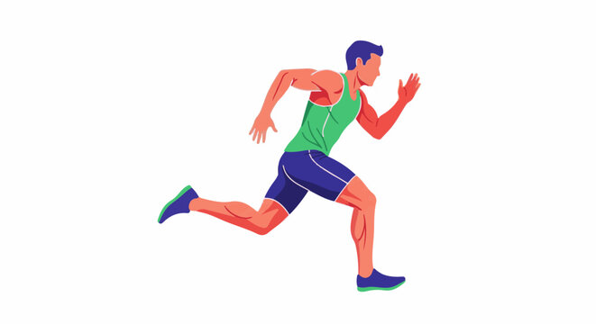 A stylized depiction of a male athlete in mid-stride, wearing athletic attire