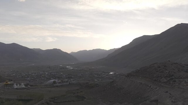 4K Drone Footage of Padum, Ladakh | Aerial View of Zanskar Valley, Himalayan Mountains and Scenic Landscape in India