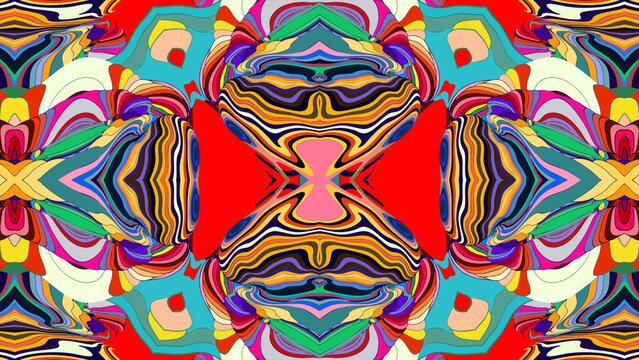 Vibrant abstract kaleidoscope pattern with colorful geometric shapes