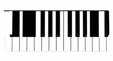 Fototapeta premium A close-up view of black and white piano keys, rendered in a simple, graphic style