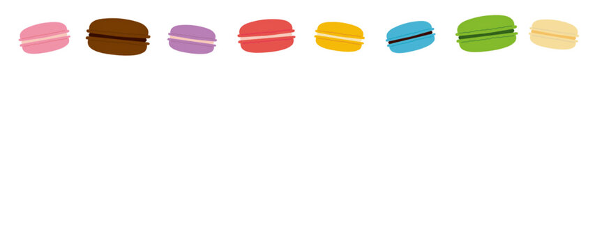 カラフルなマカロンのイラスト背景素材|デコレーション向け素材/Colorful macaron illustration background material
