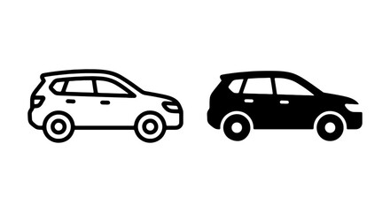 Fototapeta premium SUV Icons, Compact Crossover Car Vector Graphics, Urban Transport Symbols, Black and White