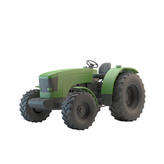 Naklejka premium A green agricultural tractor isolated on white background.