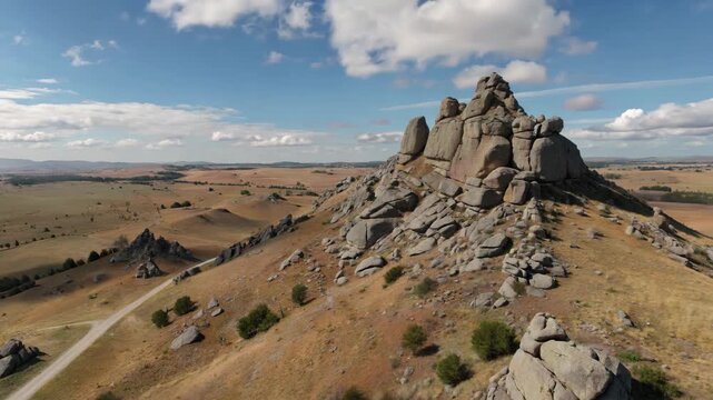 Aerial photography of natural scenery of mountain boulders, mountain rock landforms