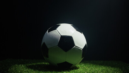 Naklejka premium All set of flashing lights for the final soccer match on a green field
